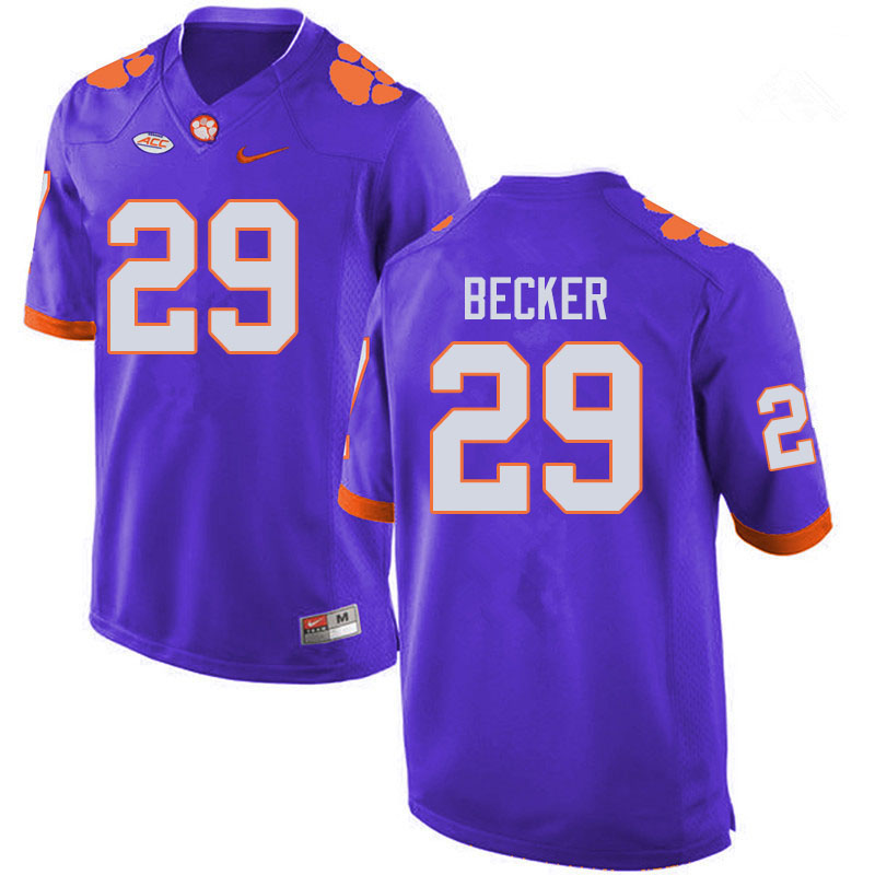 Men #29 Michael Becker Clemson Tigers College Football Jerseys Sale-Purple